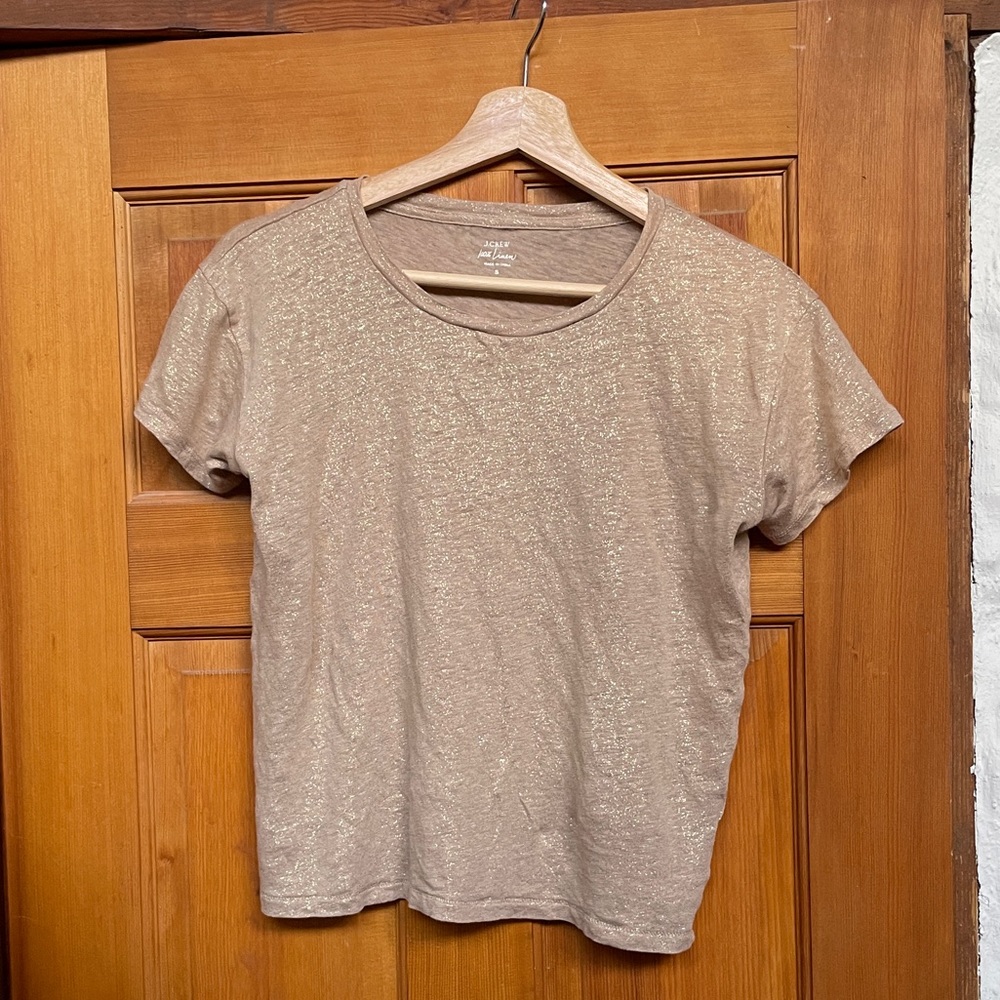 J.Crew Metallic Gold Linen Tee, Small